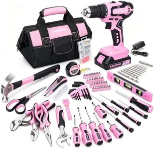 FASTPRO 232-Piece Pink Tool Set with Drill, 20V Cordless Drill Driver and Home Tool Set, Pink Drill Set for Women, Lady's Repairing Kit with 12-Inch Storage Bag, Pink