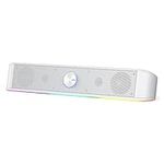 Redragon GS560 RGB Desktop Soundbar, 2.0 Channel Computer Speaker with Dynamic Lighting Bar Audio-Light Sync/Display, Touch-Control Backlit with Volume Knob, USB Powered w/ 3.5mm Cable, White