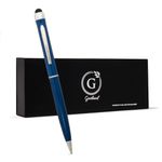 Garland Luxury Metal Twist Pen & Stylus – 2-in-1 Dual-Function – Classic Color Pen for Digital Devices – Phones, Tablet, Any Touch Screen, for Executive, Made in USA, Refillable - Blue/Chrome