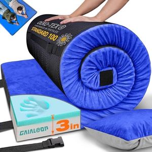 GAIALOOP 3 Inch Memory Foam Camping Mattress, Dual Layer Thick Sleeping Camp Pad for Car Tent Cot, Roll-Up Portable Glamping Floor Bed for Guests Sleepover[Full: 75 * 54 * 3"]