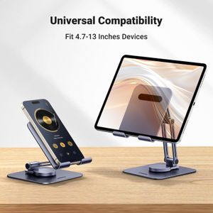 UGREEN Adjustable Swivel Tablet Stand – Foldable Desk Holder for iPad, iPhone, Galaxy, Surface, Portable Monitors