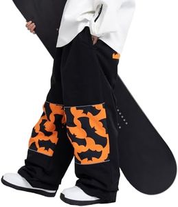 SNOWVERB Women Men Ski Baggy Cargo Knee Reflective Graphic Panel Casual Snow Pants Waterproof Loose Fit Snowboard Pants