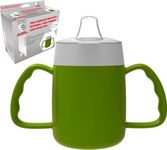 Two Handled 140ml Adult Drinking Cup, Internal Cone, and Spouted Lid. Perfect for A Spill-Proof Sipping Experience Adult Drinking Mug/Drinking Cup/Sippy Cup Get Your Drinking Aid Now! (Green)