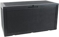 Sunnydaze Outdoor Deck Box - Lockable Package Delivery Box - Weather-Resistant Outdoor Storage Bin - 100-Gallon Faux Resin - Phantom Gray