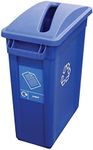 Chabrias Ltd Blue Slim 87L Container Plastic Recycling Slim Bin with Blue Hinged Lid - Ideal for Home or Office Waste Management and Commercial Use (75.6 x 50.7 x 27.2 cm)
