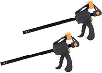 2 Pack Nuzamas Plastic 10 inch(25cm) F Clamps Set, Quick Grip and Ratchet Release, Woodworking DIY Tool Kit, Adjustable Bar Clamping, Squeeze Action Clamps