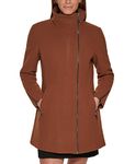 Calvin Klein Womens Asymmetrical Wool Jacket, Vicuna, Large