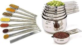 Simply Gourmet Measuring Cups and Measuring Spoons Set Stainless Steel Measuring Cups and Spoons Set of 15. Liquid Measuring Cup or Dry Measuring Cup Set. Stainless Measuring Cups, Nesting Cups