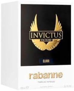 Rabanne Invictus Victory Elixir Parfum for Men - Long Lasting Intense Amber Woody Spicy Men's Perfume with Cardamom, Lavender & Vanilla - Trophy Bottle French Fragrance Spray, 3.4 oz