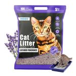 Petoska Lavender Cat Litter 5kg | 100% Natural Bentonite Clay | Clumping Cat Litter with Fast Odour Lock, Low Dust & Gentle on Paws, Premium 5kg Lavender Fragrance