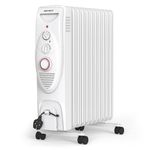 2500W Oil Filled Radiator, Electric Heater Energy Efficient Portable Oil Heater with 11 Fin, Free Standing Oil Radiator 3 Settings, Adjustable Thermostat Safety Cut-Off & 24 Hour Timer Home Office