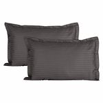 Trance Home Linen 200 TC Cotton Standard Size 18x28 inch Satin Stripe Pillow Covers | Pillow Cases | Set of 2 Piece Pillow Covers only |Standard Size (Dark Grey, 18 X 28 inch)