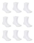 Witwot 9 Pairs Boys Sports Socks Striped Cushioned Junior Kids Socks Girls School Socks White 7-10 Years