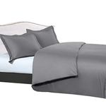 sheetsnthings 100% Cotton- Duvet Cover Set with Buttons Enclosure, 300TC - Solid Grey, Full/Queen, 3PC Duvet Covers