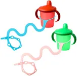 Goji Baby Bottle Bungees - Sippy Cup Holder Strap - Sippy Cup and Toy Safety Tether - Keep Essentials Within Reach - for Kids Ages 0-36 Months - BPA and Phthalate-Free [Blue & Pink 2pk]