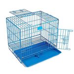 RvPaws Dog Cage - Powder Coated, Double Door Folding Metal Cage/Crate/Kennel with Removable Tray and Paw Protector for Dogs, Cats and Rabbits - 30 Inch - Blue (L-30, W-19, H-22 INCH)