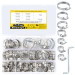 71 Pcs Hose Clips Adjustable, Stainless Steel Hose Clamps Assorted Kit, 8-38mm Range Pipe Clips Assortment, 7 Sizes Tube Clamps with Screwdriver and Storage Case