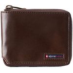 alpine swiss Logan Zipper Bifold Wallet For Men or Women RFID Safe Hampton Collection Glossy Nappa Brown