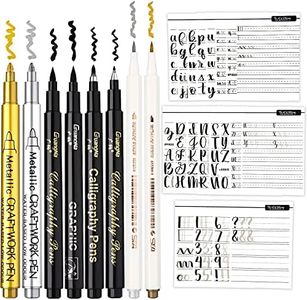 Chinco 9 Pieces Calligraphy Set for Beginners learn Caligraphy Kits, Including 8 Pieces Calligraphy Brush Pens Hand Lettering Pens and Lettering Workbook Calligraphy Book for Teen Kid Adult