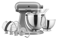 KitchenAid Artisan Series Tilt-Head Stand Mixer With Premium Accessory Pack, Contour Silver, KSM195PSCU