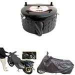 BIKEBLAZER Semi-Automatic Bike Body Cover Universal Size Compatible for All Motorcycles | Heavy Duty Device | Water Resistant | UV Safe | 100% Dust Proof | Anti-Theft & Scratch Proof Covers BMK