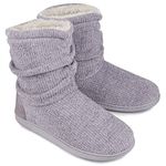 LongBay Ladies Bootie Slippers Memory Foam Fur Collar Bootee Plush Lined Women Boots with Non Skid Indoor Outdoor Sole, 5/6 UK, New Grey