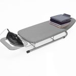 Rainberg Tabletop Ironing Board, Suitable for Left and Right-Handed Users, 76 x 30cm, Lightweight, Easily Foldable Legs, Perfect for Travel & Small Spaces. (Grey)