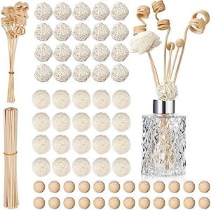 Loopeer 180 Pcs Reed Diffuser Sticks Set Rattan Reed Fragrance Diffuser and Flower Rattan Reed Diffuser Sticks Natural Rattan Fragrance Aromatherapy Volatile Replacement Refill Sticks for Aroma