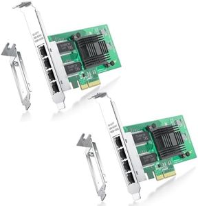 4 Port Gigabit NIC for Intel I350-T4 with Low Profile, Gigabit Ethernet Network Adapter Card with Intel I350-AM4 Controller, Support Windows/XP/Linux/VMware ESX, Quad RJ45 Ports, PCI-E 2.1 X4, 2 Pack