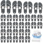 24 Pairs Flip Flops Bulk for Wedding Party Guest Sandals Pack Hotel Guest Spa Slippers Casual Slippers with Assorted Size Card Sign and Drawstring Bag (Grey)