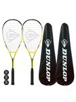 Racketworld Dunlop Nanomax Lite Ti Squash Racket Twin Set, includes Covers & 3 Squash Balls