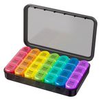 Pill Box 4 Times a Day, 7 Days Pill Organiser Box with 28 Compartments, Weekly Pill Case for Morning Noon Evening and Bed Time