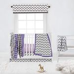 Bacati Ikat Chevron Muslin 10 Piece Crib Set with 2 Sheets, Purple/Grey