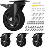 4 Inch Caster Wheels, Casters Set of 4, Heavy Duty Casters with Brake 2200 Lbs, Locking Industrial Swivel Top Plate Casters Wheels for Furniture and Workbench Cart(Two Hardware Kits Include)