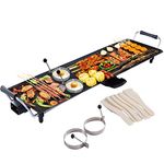 COSTWAY XL Electric Teppanyaki Table Grill, 70 x 23CM BBQ Griddle | Non-stick Barbecue Hot Plate with Spatulas and 2 Egg Rings