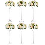 NUPTIO 6 Pcs Glass Trumpet Vase Long Stem Martini Vases Glass Wedding Table Centerpieces 40cm Height for Home Decoration Display Banquet Party Events Birthday Anniversary Reception Baby Shower