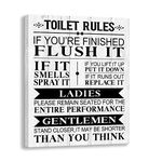 Kas Home Bathroom Canvas Wall Art Rustic Funny Toilet Rules Prints Signs Framed Wood Background Bath Room HD Picture Artwork Home Decor (Toilet-02, 12 X 15 inch)