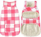 Malier Classic Plaid Fleece Dog Coat Jacket with Pocket, Windproof Warm Vest Winter Pet Clothes Apparel for Small Medium Large Dogs (Pink, XXX-Large)