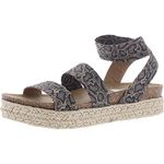 Steve Madden Women's Kimmie Espadrille Wedge Sandal, Blue Snake, 6 UK