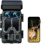 VOOPEAK Solar Powered WiFi Wildlife Camera, 4K 30FPS 60MP Trail Camera with Starlight Night Vision Dual Lens Activated IP66 Waterproof,0.1S Trigger Built-in Lithium Battery Rechargeable for Monitoring