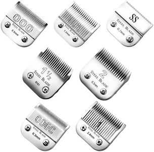 7-Pack Replacement Detachable Steel Hair Clipper Blades Set, Includes 7 Sizes: 000, 0A, SS, 1-1/2, 2#, 0000, 1#, Compatible with Andis, Oster Classic 76, Star-Teq, Power-Teq, and A5 Clippers