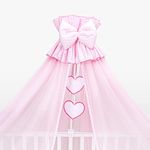 Baby Crown Canopy/Drape/Mosquito Net Large 485 cm Only for Cot or Cot Bed - Hearts (Pink Check)