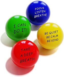 ALMAH Motivational Stress Balls for Kids and Adults (4 Pack), Stress Relief Balls, Hand Exercise Therapy Balls for Anxiety, Fidget, Tension, Manage Anger and Stress