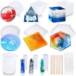 ELEPHANTBOAT 20 Pcs Resin Moulds Silicone, Resin Moulds For Craft For Pen Holder, Flower Pot, Coaster, Pendants, Candle Molds & Holders Sticks, Epoxy Resin Art Kits, Multi Colour