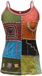 SHOPOHOLIC FASHION Women Colourful Embroidered Hippie Festival Tank Tops, (Orange Mix/2XL)