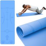 HEDUGO Exercise Equipment Mat for Ab Roller Wheel, Non Slip Abdominal Knee Mat, 6mm Thick Home Gym Floor Pad for Yoga, Pilates, Skipping, 72"L X 24"W X 0.24"Th, TPE, Blue