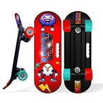 jaspo Carbon Fibre Kinder 18X6 Junior Skateboard For Kids Upto 7 Years Age Suitable Beginners And Learners Casterboard/Skate Board/Hoverboard/Longboard (Funky Ridermulticolour)