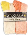 HOT FEET 4 Pack Work Socks for Men & Women - Breathable Boot Hiking Socks, Moisture Wicking Thick Wool Socks, Sizes 6-12.5, Women, Yellow & Orange