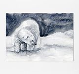 Polar Bear Wall Art Print, Winter Pictures, Snow Scene Theme Poster Decor Xmas Gift Idea A4 UNFRAMED, Crafty Cow Design