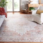 SAFAVIEH Tucson Collection Area Rug - 8' x 10', Light Grey & Rust, Persian Design, Non-Shedding Machine Washable & Slip Resistant Ideal for High Traffic Areas in Living Room, Bedroom (TSN105F)